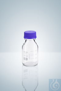 LABORFLASCHE, BORO3.3, 100 ML PP-SCHRAUBVERSCHLUßKAPPE GL45 Laborflasche, 100 ml, Höhe 100 mm,...